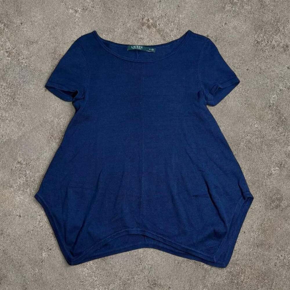 Lauren Ralph Lauren Navy Blue Short Sleeve Knit Blouse